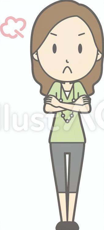 私服OL-怒る-全身 シンプル,かわいい,olのイラスト素材