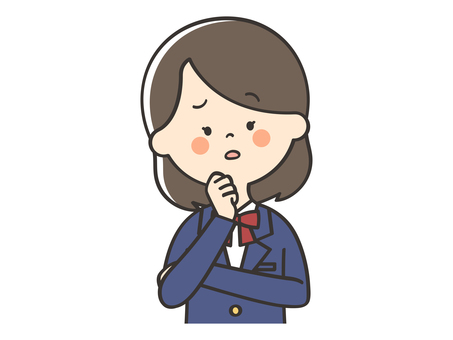 悩む女子学生 困る,不安,悩む,考える,わからない,迷う,謎,女の子,高校生,女子高校生のイラスト素材