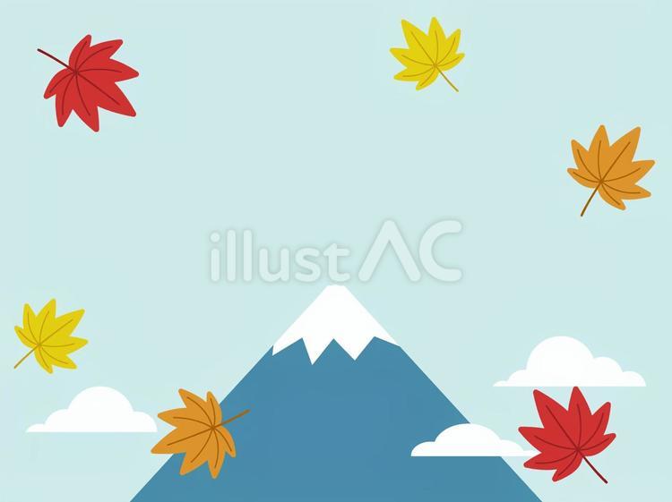 富士山と舞う紅葉の背景 紅葉,秋,富士山のイラスト素材