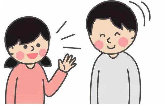 話す女の子と笑顔で頷く男性 子供,女の子,生徒,児童,話す,伝える,主張,プレゼンテーション,提案,説明のイラスト素材