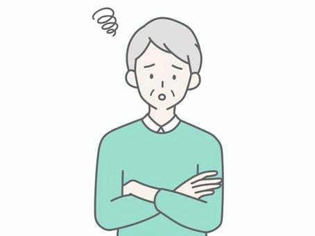 悩むシニア男性 悩むシニア男性 人物,男,祖父,おじいちゃん,老人,高齢者,お年寄り,シニア,白髪,悩むのイラスト素材
