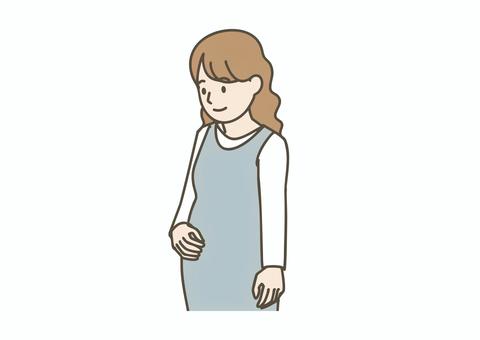 お腹に手を当てる優しい妊婦 妊婦,妊娠,マタニティ,女性,お腹,赤ちゃん,母性,優しさ,安産,出産のイラスト素材