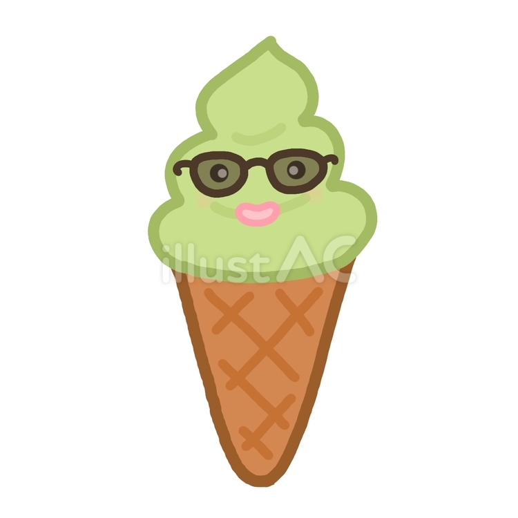 おしゃれな抹茶ソフトクリーム ソフトクリーム,抹茶,コーンのイラスト素材