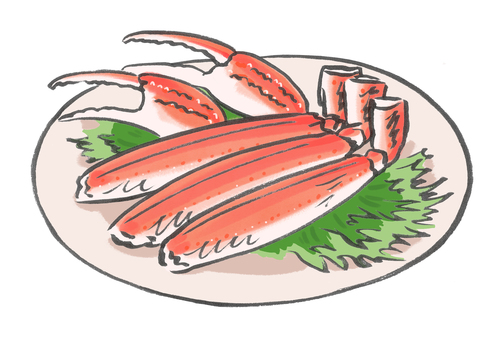 蟹の足のイラスト 蟹,筆,筆ペン,墨,手書き,水彩,グルメ,かに,食べ物,甲殻類のイラスト素材
