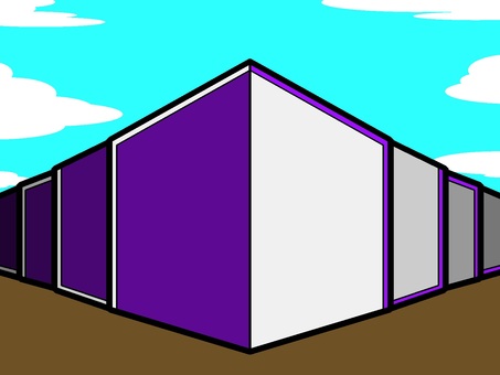 紫色モチーフの防壁 紫色モチーフの防壁 防壁,建築物,堅牢,頑丈,モチーフ,カラー,ゲーム,rpg,空,雲のイラスト素材