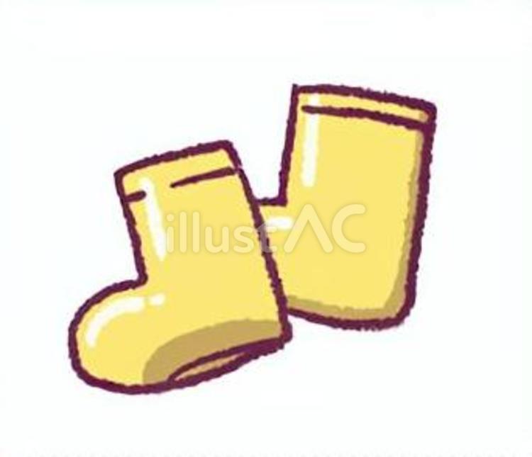 子供用長靴の手描きイラスト 長靴,黄色,梅雨のイラスト素材
