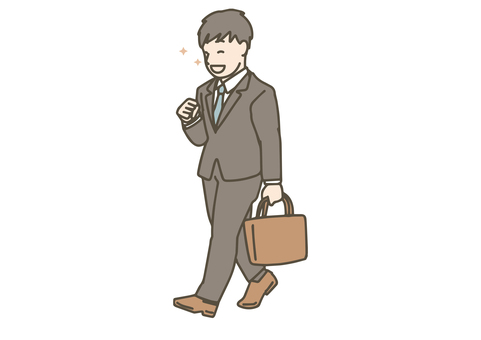 嬉しそうに帰る男性 ビジネスマン,人物,サラリーマン,職業,新入社員,男性,スーツ,ビジネス,会社員,帰宅のイラスト素材