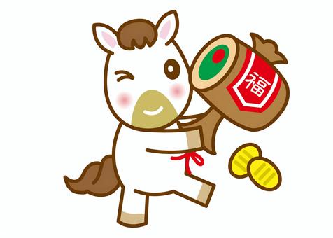 午年年賀状素材19 年賀状,馬,午,午年,正月,打ち出の小槌,新年,かわいい,干支,1月のイラスト素材