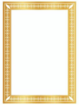 エレガントな金色の賞状・認定証フレーム フレーム,ゴールド,飾り枠,ゴージャス,縦長,華やか,祝賀,記念,賞状,認定証のイラスト素材