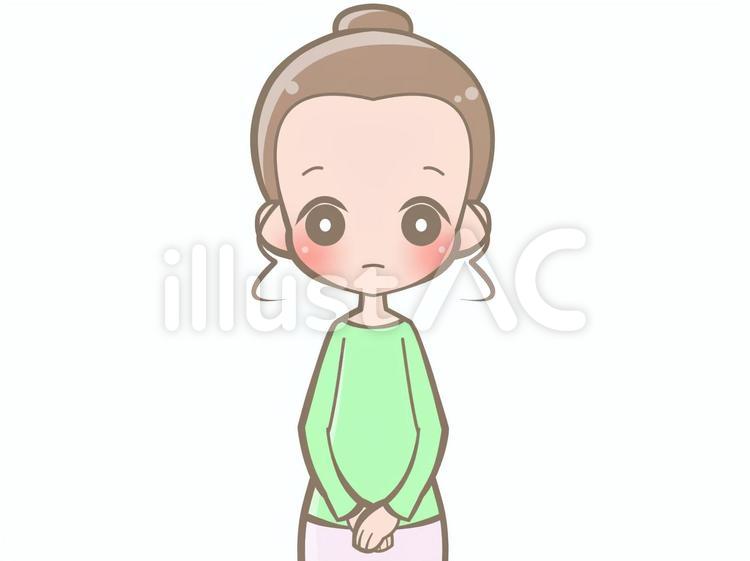 手を組む女性-無表情201011 女性,無表情,待つのイラスト素材