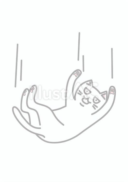 落下している白猫 猫,落下,下降のイラスト素材