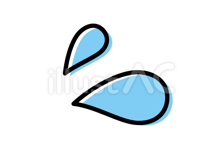水滴マーク3　ずらし　水色 汗,涙,水滴のイラスト素材