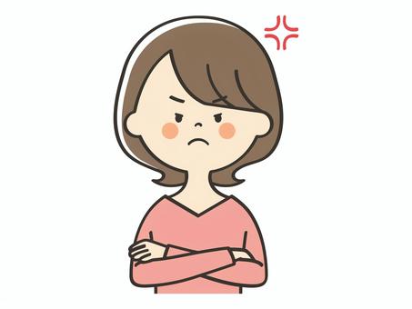 腕組みして怒る若い女性 腕組みして怒る若い女性 怒る,叱る,説教,喧嘩,イライラ,不満,厳しい,ストレス,怒り,ムカムカのイラスト素材
