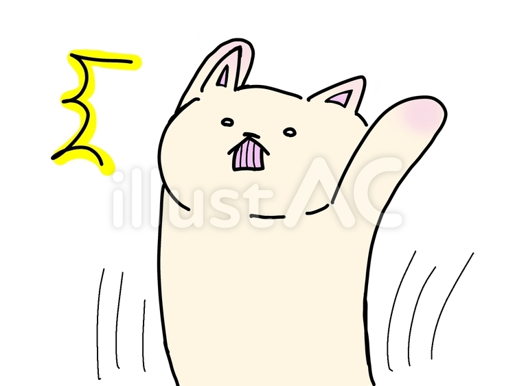 ねこ　驚き　両手あげ ねこ,猫,驚くのイラスト素材