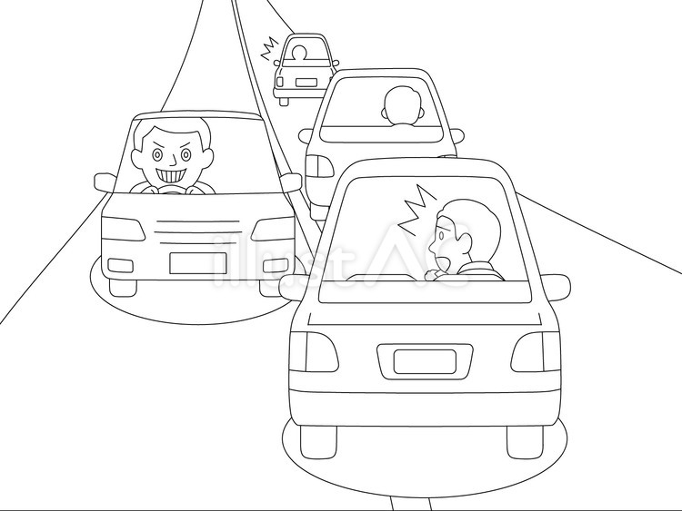 逆走運転の恐怖Ｂ 逆走,ロードレイジ,車のイラスト素材