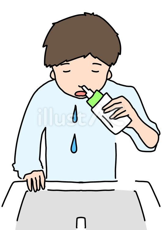鼻うがいをする男性正面　カラー 鼻うがい,清潔,男性のイラスト素材