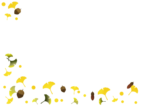 黄色に色づいたイチョウのフレーム 黄色に色づいたイチョウのフレーム 秋,銀杏,イチョウ,どんぐり,フレーム,きれい,おしゃれ,柔らかい,背景,壁紙のイラスト素材