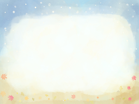 もみじと雪の水彩風背景