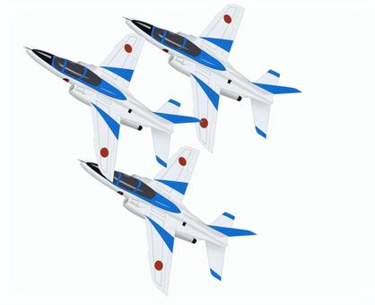 航空自衛隊ブルーインパルス　リアル３機 航空自衛隊,リアル,ブルーインパルス,３機,曲技飛行,亜音速,ジェット,練習用,ドルフィンのイラスト素材