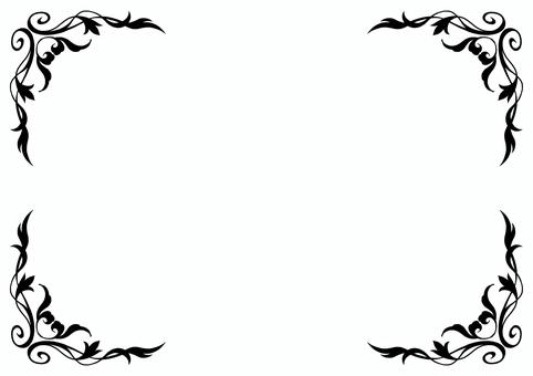 モノクロエレガンスフレーム2025-10 エレガント,フレーム,飾り枠,クラシック,デコレーション,イラスト,手描き,葉,ボタニカル,グラフィックのイラスト素材