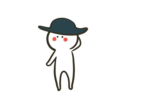 Illustration of a stick figure wearing a hat (Navy 1), , JPG and PNG