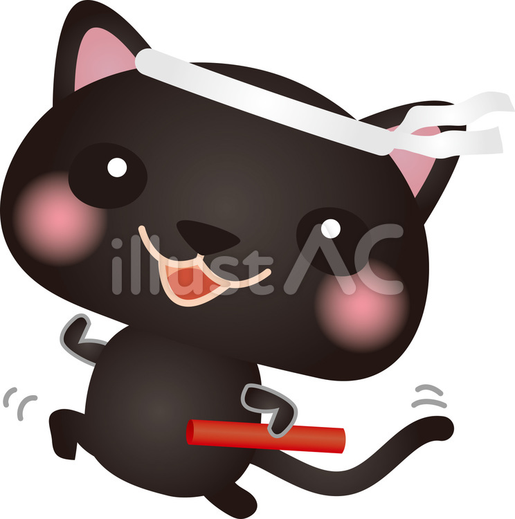 黒ねこ運動会 猫,リレー,くろねこのイラスト素材