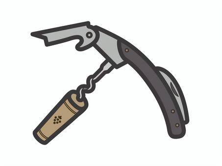 ソムリエナイフとコルク02 ソムリエナイフ,ワインオープナー,コルク,栓抜き,ワイン,アイコン,マーク,シンプルのイラスト素材
