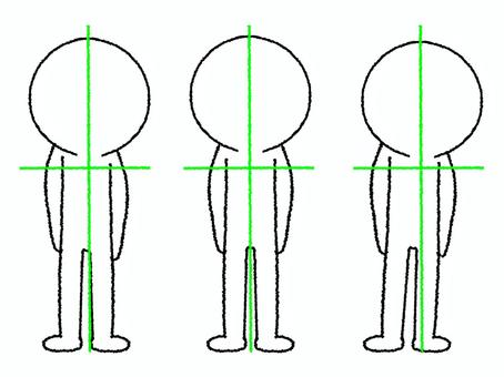 姿勢の違い 姿勢,違い,背骨,骨盤,股関節,骨,歪み,傾き,ねじれ,シルエットのイラスト素材