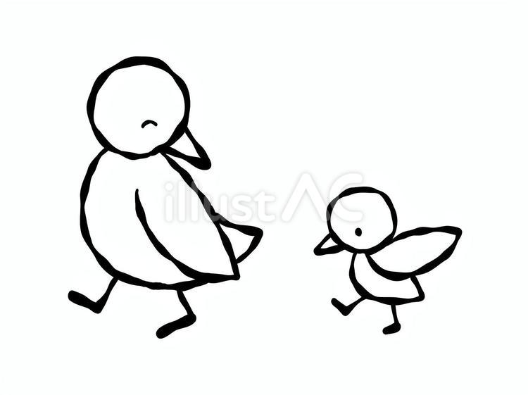 とり　親子 とり,ことり,ひよこのイラスト素材