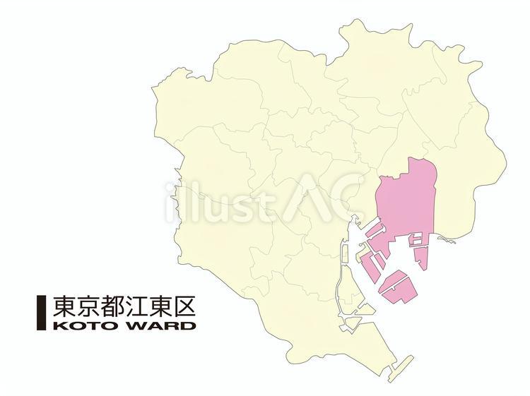 東京都江東区の位置地図_03 江東区,東京都,23区のイラスト素材