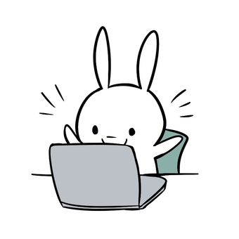 うさぎ/パソコン/喜ぶ うさぎ,動物,喜ぶ,かわいい,シンプル,お仕事,パソコンのイラスト素材