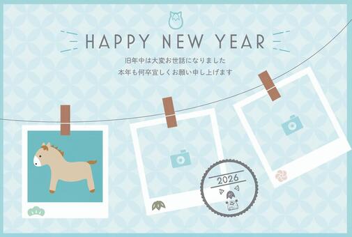 2026年 午年の年賀状03 年賀状,正月,年賀はがき,テンプレート,午年,午,干支,十二支,新年,新春のイラスト素材