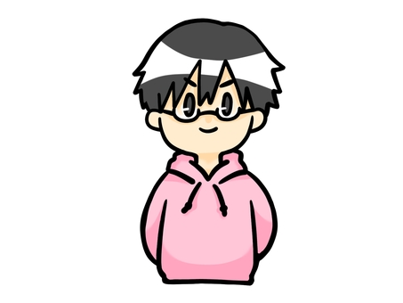 パーカーでメガネの強気な男の子 パーカー,男子,男性,メンズ,メガネ,強気,カジュアル,ストリート,フード,フーディーのイラスト素材