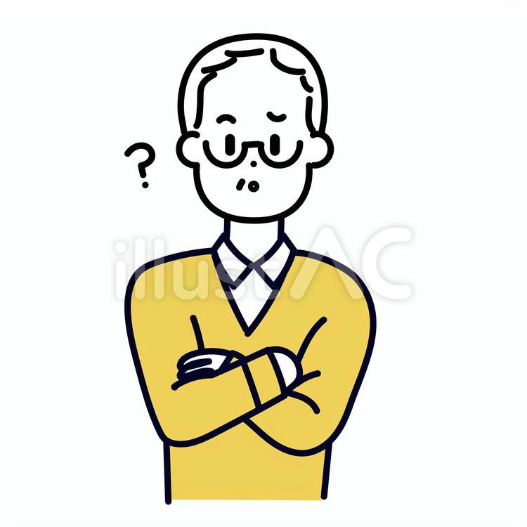 疑問を感じている高齢男性 上半身,人物,男性のイラスト素材