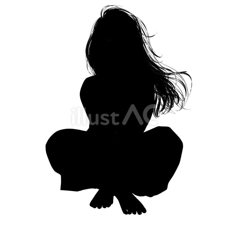 アクリル流し絵 女性のシルエット 女性シルエットイラスト 全身立ち絵のイラスト素材 [109616293