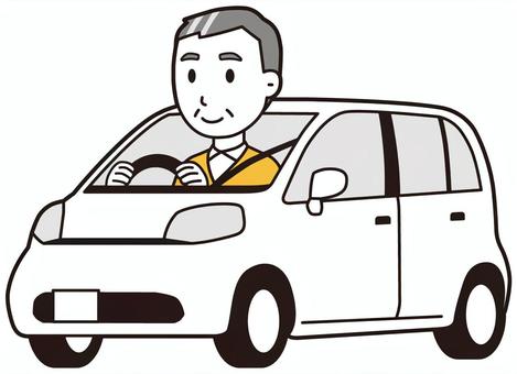 ニット中年男性(黄)-471-全身  ニット中年男性(黄)-471-全身 自動車,おじさん,男性,中年,お父さん,パパ,シニア,ミドルエイジ,人物,かわいいのイラスト素材
