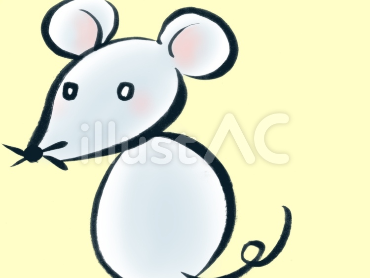 手書きのネズミ　色付き ネズミ,干支,年賀状のイラスト素材