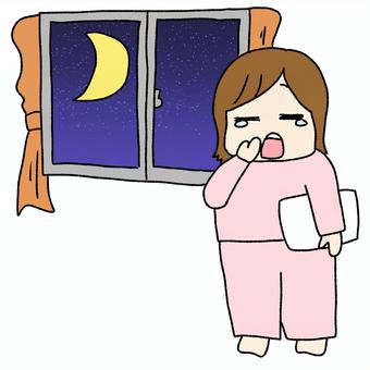 Illustration of a woman going to bed, , JPG and PNG