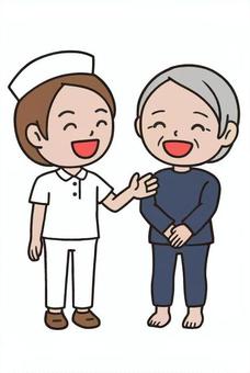 ツッコミする人 ツッコミする人 ツッコミ,漫才,ボケ,面白い,笑顔,笑い,楽しい,喜び,看護婦,ナース服のイラスト素材