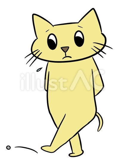 小石を蹴る しょんぼりする猫のイラスト