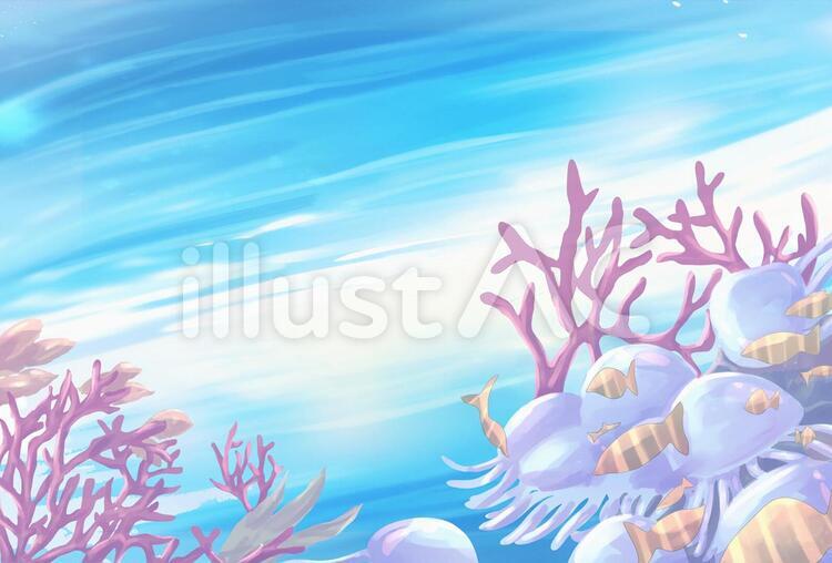 サンゴとくらげの海イラスト No 無料イラストなら イラストac