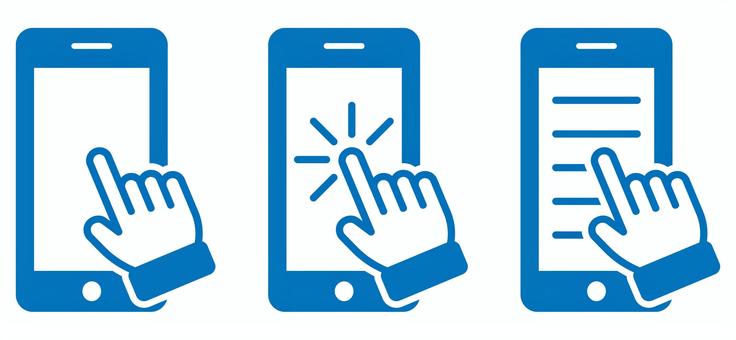 スマートフォンをタップするアイコン 青 スマートフォン,スマホ,タップ,操作,クリック,インターネット,アプリ,ディスプレイ,メール,モバイルのイラスト素材