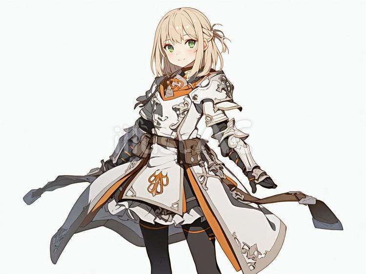 女騎士の立ち絵 人物,女性,騎士のイラスト素材