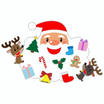 サンタクロースの髭のクリスマスツリー サンタクロース,クリスマスツリー,トナカイ,クリスマス,１２月,イベント,プレゼント,クッキー,スティック,靴下のイラスト素材