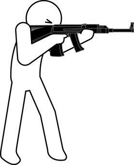 射撃人物 射撃,銃,ライフル,狙う,構える,撃つ,デフォルメ,人物のイラスト素材