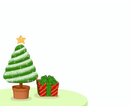 テーブルの上にミニツリーとプレゼント クリスマス,ツリー,プレゼント,テーブル,みどり,赤のイラスト素材