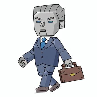 ロボットのサラリーマン　出勤 ロボット,会社員,サラリーマン,社会人,通勤,出社,出勤,労働,社畜,スーツのイラスト素材