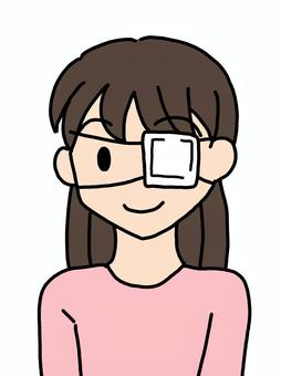 眼帯　女性 眼帯,医療,人物,ガーゼ,片目,女性,シンプル,治療のイラスト素材