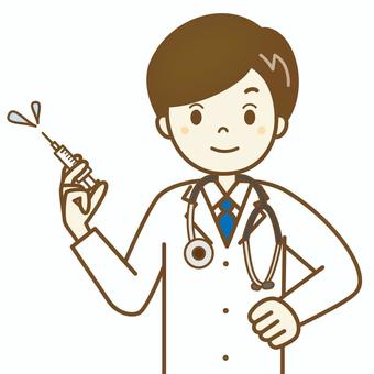 注射します 医者,医師,ドクター,注射,医療機関,医療,聴診器,診察,病院,仕事のイラスト素材