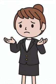 困惑する人 お手上げ,悩み,困惑,苦悩,苦しみ,挫折,スーツ,ビジネス,会社員,女のイラスト素材